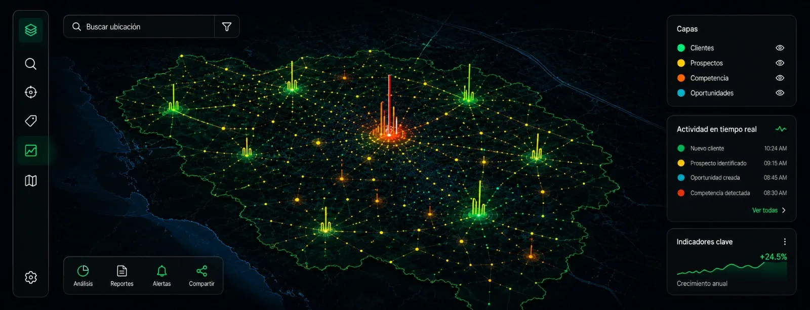 Mapa interactivo de Deskover con herramientas universales